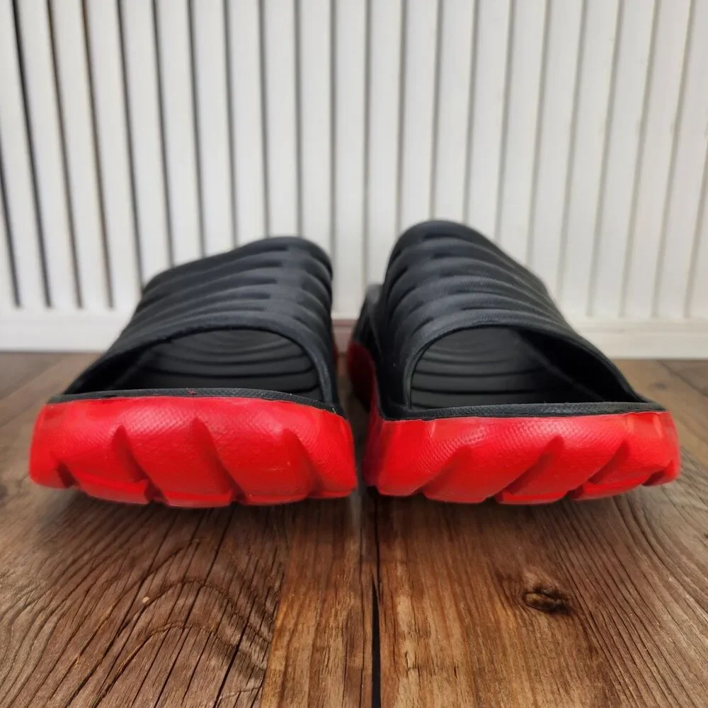 Kuailu Sport Recovery Orthotic Slides Mens Size 7 Black Red Comfort Sandals